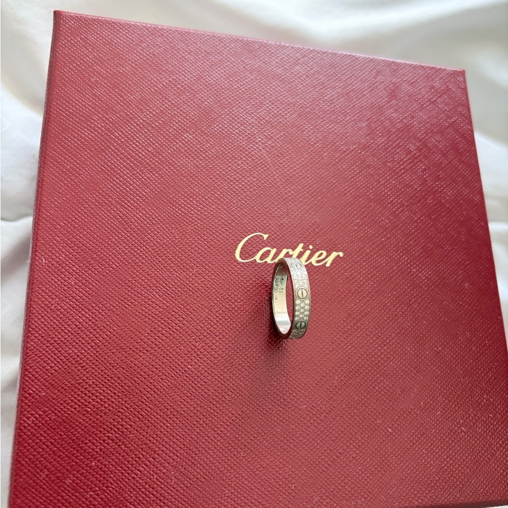 Cartier Love Wedding Band – White Gold Diamond – Size 52